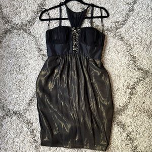 Marc Bouwer silk black/gold dress NWT size 2